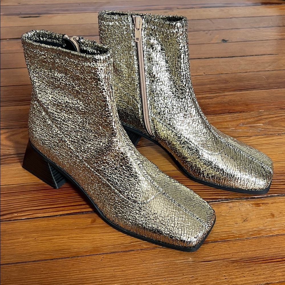 Katy Perry Collections The Lolette Stretch Ankle Boot - Gold Metallic Size 7 - Picture 3 of 11